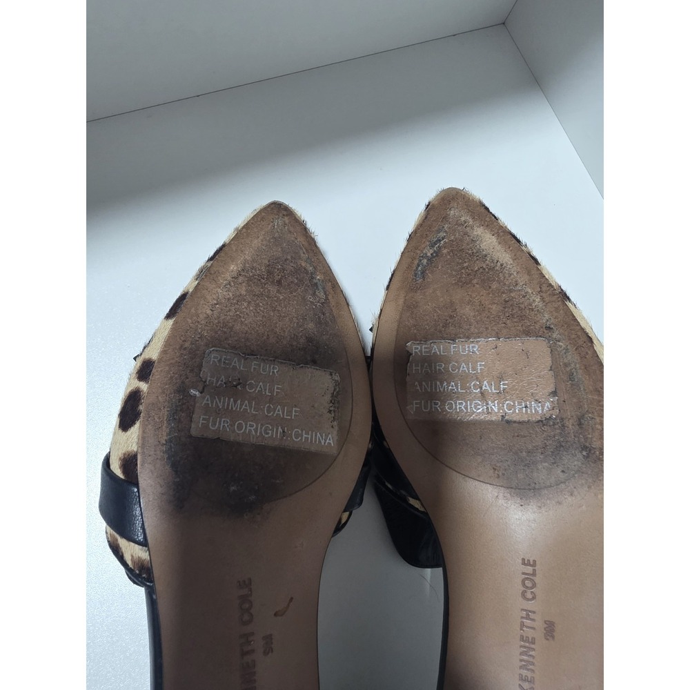 Kenneth Cole New York Leopard Calf Hair D'Orsay Flats Tassel Bow Women's Size 9M - Picture 7 of 11